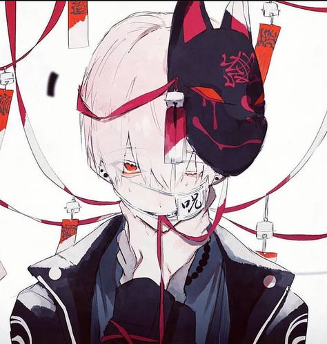 Kitsune Mask Aesthetic, Masked Guy, Mask Aesthetic, Kitsune Mask, Anime Character, Mask, Hair, Anime