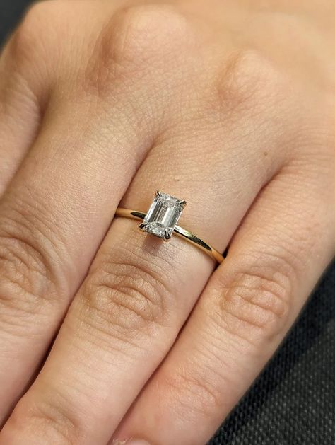 MAIN STONE Type: Braverman Moissanite Cut: Emerald Setting: Talon Prong Color: D Clarity: VVS #Minimalist #1ct #Emerald #Cut #Moissanite #Engagement #Ring #14K #Yellow #Gold #Talon #Prong #Proposal #Ring #Custom #Gold #Ring #Birthday #Gift #for #Her #talon #prong #ring #emerald #moissanite #moissanite #solitaire #moissanite #ring #engagement #ring #promise #ring #wedding #ring #14k #yellow #gold #ring #gold #ring #for #her #solitaire #gold #ring #unique #rings #custom #ring #gift #for #her 1 Ct Engagement Ring, Custom Gold Rings, Engagement Ring Types, Black Zirconium Ring, Engagement Ring Custom, Emerald Cut Solitaire, Emerald Cut Moissanite Engagement Ring, Anniversary Rings For Her, Emerald Cut Engagement Ring