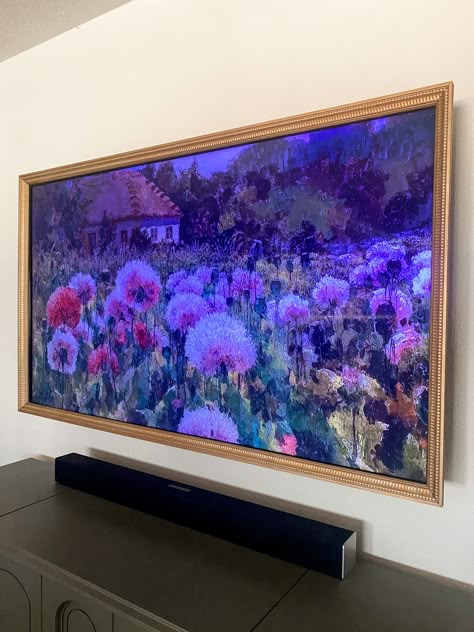 How to Build a TV Frame - Build It Thrifty Tv With Painting Frame, Art Tv Frame, Tv That Looks Like A Painting, Tv Framed On Wall Diy, Frame Around Tv, Married Couples Bedroom, Picture Frame Tv, Painting Tv, Designing A Bedroom