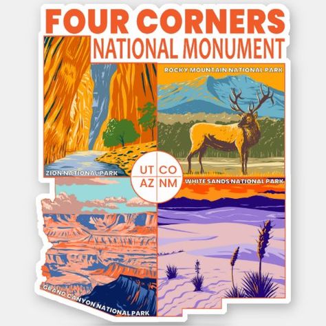 Four Corners National Monument w/ National Parks 2 National Parks Craft - retro travel, four corners monument, four corners souvenir, utah colorado vacation, matching family tourist trip, outdoor caming hiking lover, cool beautiful nature landscape, rocky mountain national park, zion national park, grand canyon national park Four Corners Monument, Beautiful Nature Landscape, Cute Pencil Case, Colorado Vacation, State Of Arizona, Grand Canyon National Park, Rocky Mountain National Park, Vector Artwork, Zion National Park