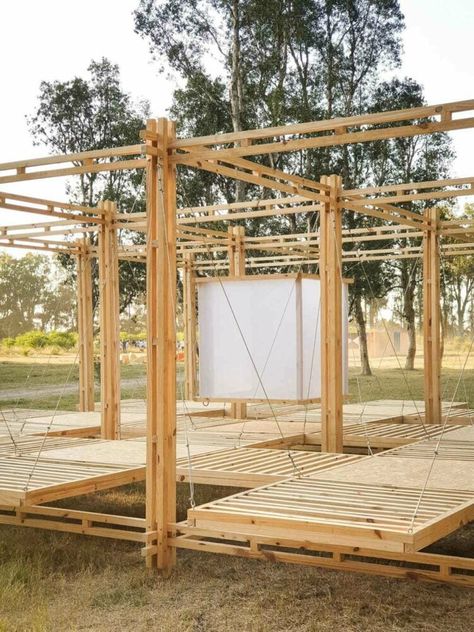 Timber Architecture, Pavilion Architecture, Modular Structure, Wood Architecture, Wooden Structure, Art Camp, Timber Structure, Wood Structure, Camping Art