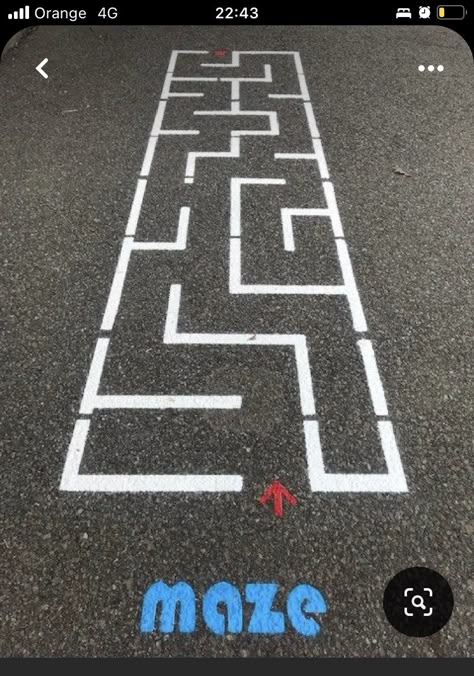 Sidewalk Hopscotch Ideas, Playground Sidewalk Ideas, Sidewalk Activity Path, Chalk Maze Ideas, Playground Games Painted, Sidewalk Games For Kids, Sensory Sidewalk Chalk Path, Chalk Maze For Kids, Chalk Obstacle Course Sidewalk