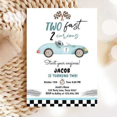 Two Fast Invitation, Two Fast 2 Curious, Fun Invitation, Cars Invitation, Car Birthday Party, Red Race, Race Car Birthday Party, Car Theme, Race Party