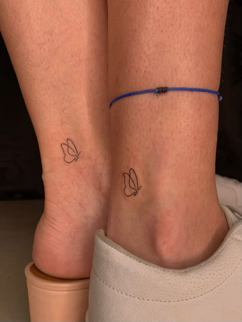 Hidden Mini Tattoos, Minimalist Tattoos Best Friends, Minimalist Tattoo For Daughter, Dainty Tattoos For Friends, Cute Small Tattoos Butterfly, Sisters Tattoo Minimalist, Mini Tats Sisters, Small Butterfly Tattoo Placement Ideas, Minimalistic Friendship Tattoo