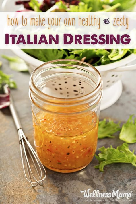 Zesty Italian Dressing Recipe, Italian Dressing Recipe, Italian Dressing Recipes, Salad Homemade, Homemade Italian Dressing, Zesty Italian Dressing, Spice Mix Recipes, Wellness Mama, Salad Dressing Recipes Homemade