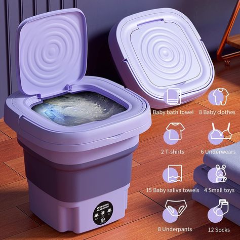 Amazon.com: Portable Washing Machine,Foldable Mini Washing Machine,Portable Washer for Underwear,Socks,Baby Clothes,Towels,Pet Items,Apartment,Hotel,RV,Travel,Home,Dormitory,Camping,Sickroom,8L,Purple : Appliances Small Washing Machine, Spin Dryers, Baby Bath Towel, Portable Washer, Mini Washing Machine, Portable Washing Machine, Clothes Washing Machine, Baby Bath, Deep Cleaning