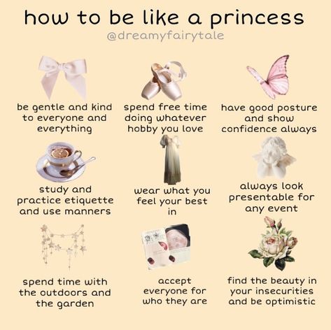 @dreamyfairytale shared a photo on Instagram: “hello! how is everyone?☺️ this one was fun to make! everyone is a princess, there is no right or…” • See 177 photos and videos on their profile. How To Feel Like Rapunzel, Princess Things To Do, How To Be Like Aurora, Princess Habits, Princess Behavior, Princess Training, Princess Rules, Princess Tips, Princess Core Aesthetic