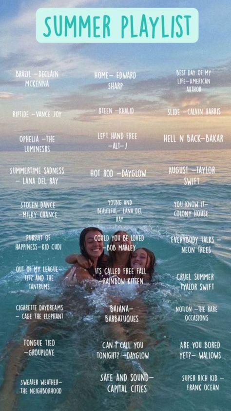 Good Summer Songs, Summer Tunes, Playlist Aesthetic, Summer Songs Playlist, Fun List, Good Summer, Upbeat Songs, Summer Playlist, Song Ideas