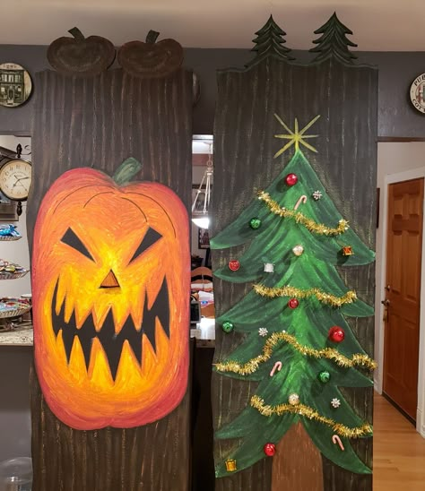 Nightmare Before Christmas holiday doors Created by Jennshaunts YouTube. Diy Monster Decor, Night Mare Before Christmas Christmas Decorations, Nightmare Before Christmas Halloween Door Decor, Halloween Door Decorations Nightmare Before Christmas, Nightmare Before Xmas Decorations, Office Nightmare Before Christmas, Halloween Door Decorations Contest Nightmare Before Christmas, The Nightmare Before Christmas Door Decorations, Nightmare Before Christmas Campsite