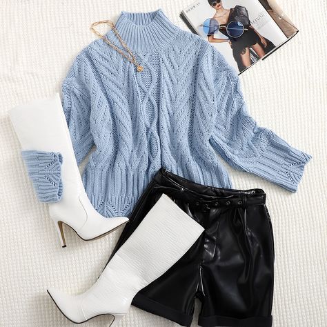 Sweater Photography, Outfit Korean Style, New Look Fashion, Everyday Casual Outfits, Kids Dress Wear, Fashion Tops Blouse, Scallop Edge, Women Sweaters, Crop Top Outfits