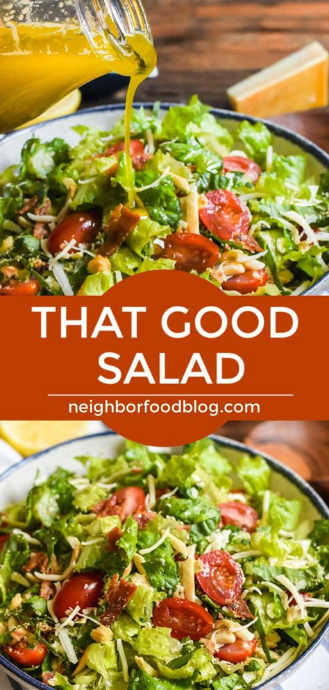 Garlic Dressing, Side Salad Recipes, Green Salad Recipes, Fresh Salad Recipes, Diner Recept, Best Salad Recipes, Salad Recipes For Dinner, Yummy Salad Recipes, Weeknight Dinner Recipe