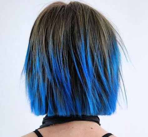 short choppy haircut with blue balayage Grey Blue Hair Color Short, Blue Balayage, Blue Hairstyles, Brown Ombre Hair Color, Best Ombre Hair, Short Choppy Haircuts, Peekaboo Highlights, Awesome Hairstyles, Balayage Bob