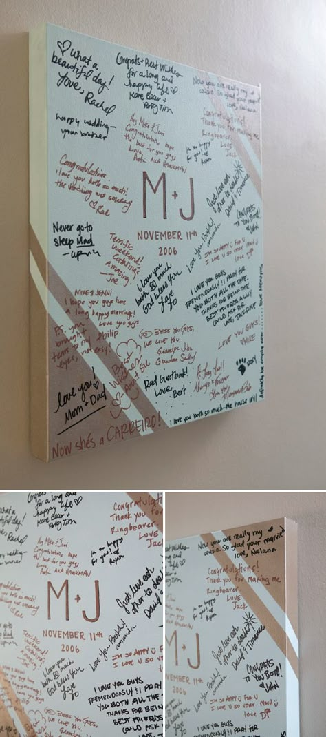 #DIY ~ large gallery style painted canvas as your wedding guest book, so cute! Diy Wedding Guest Book, Diy Guest Book, Graduation Open Houses, Guest Book Ideas, Grad Party Ideas, Diy Brides, Graduation Party Ideas, Painted Canvas, Graduation Ideas