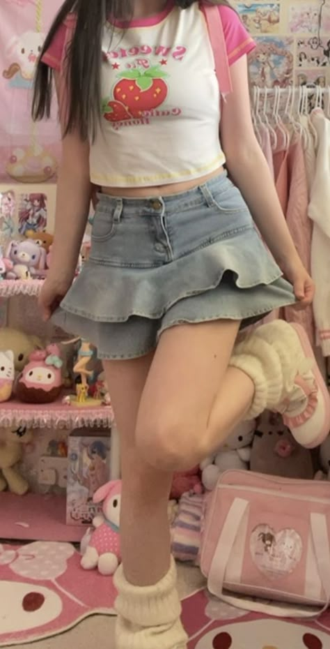 Cutecore Outfit, Sanrio Outfits, Sanrio Clothes, Peony Aesthetic, Kawaii Outfit Ideas, Looks Pinterest, Kawaii Fashion Outfits, J Fashion, Really Cute Outfits