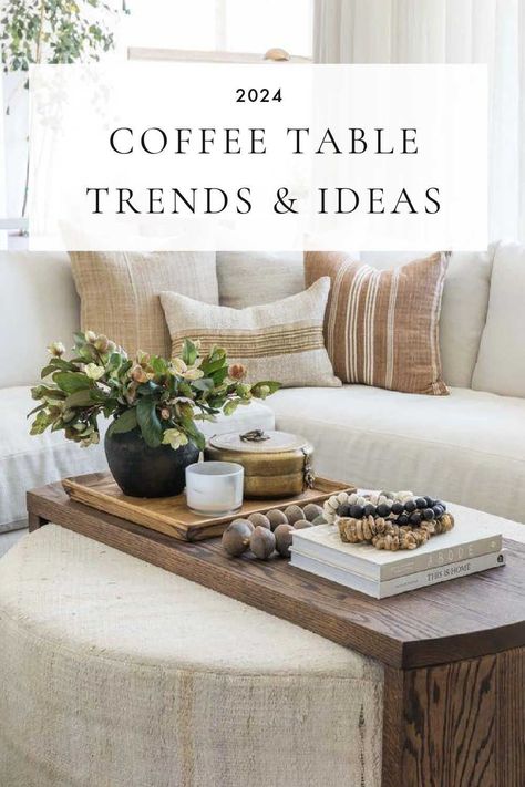 Coffee Table Trends, Ottoman As Coffee Table, Table Arrangement Ideas, Decorate A Coffee Table, Salt Interiors, Living Room Center Table, Table Trends, Table Organic, Coffee Table Decor Living Room