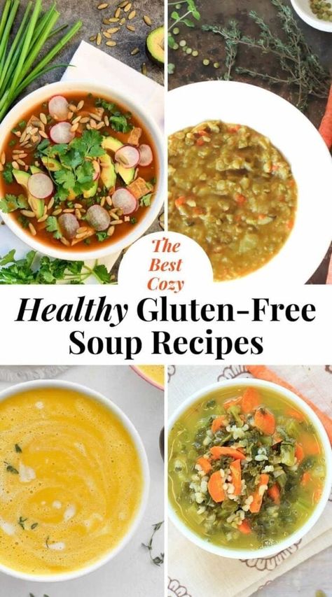 Cozy and delicious! You'll love this round-up featuring the best healthy gluten-free soup recipes. You'll find vegan soups, dairy-free soups, veggie-packed soups, high-protein soups, crock pot soups, low-calorie soups, and so many more! Best Chicken Soup Recipe, Gluten Free Soups, Gluten Free Soup Recipes Glutenfree, Gluten Free Crock Pot Recipes, Crock Pot Soups, Healthy Weekly Meal Plan, Protein Soups, Soup Recipes Healthy, Low Calorie Soup