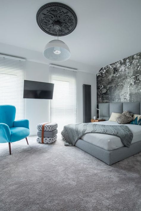 What Color Walls With Grey Carpet? - Home Decor Bliss Dark Grey Carpet Bedroom, Bedroom Carpet Colors, Grey Carpet Bedroom, Light Gray Carpet, Dark Grey Carpet, Best Bedroom Paint Colors, Gray Carpet, Bedroom Decor Gray Walls, Bedroom Decor Gray