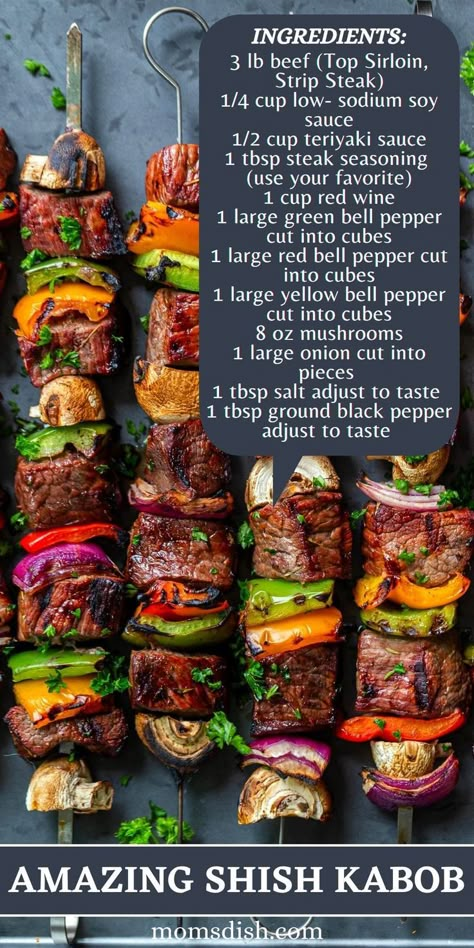 Beef Shish Kabobs, Shishkabobs Recipe, Recipe With Beef, Beef Kabob Recipes, Steak Skewers, Grilled Kabob Recipes, Shish Kabob, Garlic Steak, Steak Kabobs