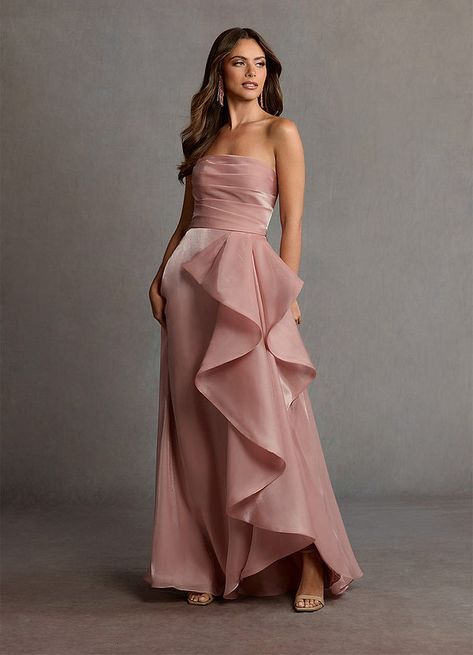 Enya Pink Handkerchief Gown | Azazie UK Sister Of The Bride Dresses, Bride Sister Dress, Pink Handkerchief, Atelier Dress, Sleeveless Prom Dress, Prom Dresses Off The Shoulder, Long Gowns, Military Ball Dresses, Formal Wear Dresses