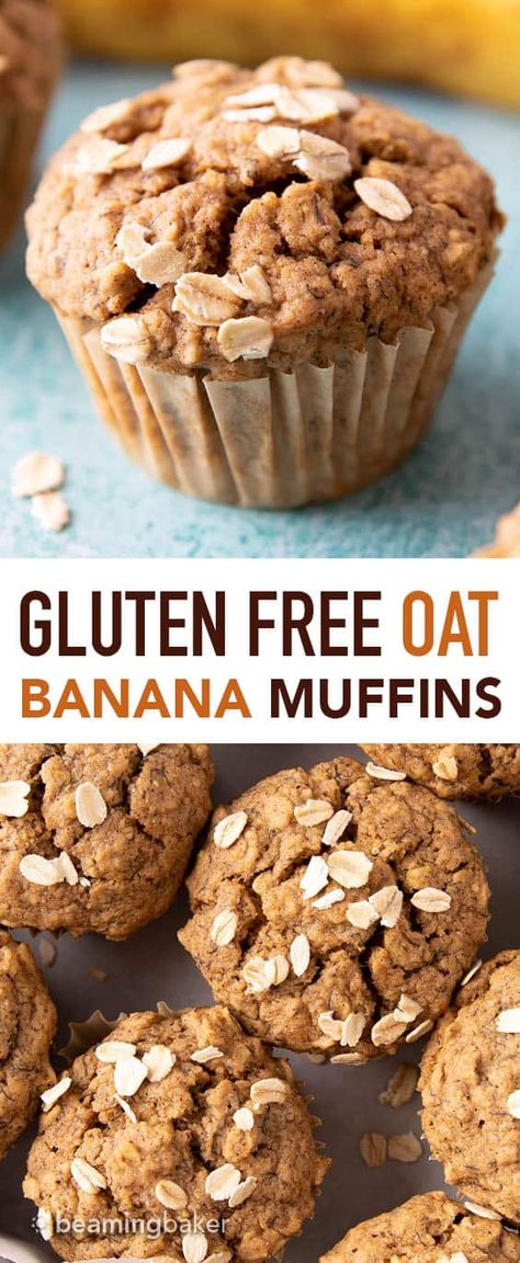 Gf Banana Oatmeal Muffins, Simple Vegan Muffins, Gf Vegan Muffins, Gf Muffins Recipes, Banana Oat Flour Muffins, Oat Muffins Vegan, Muffins Chocolate Chip, Gf Muffins, Gluten Free Banana Muffins