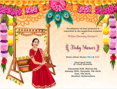 Baby shower einvite, godbharai,marathi style,mother and baby, themed invite Baby Shower Invitation Cards In Marathi, Dohale Jevan Invitation, Indian Baby Shower Invitations, Dohale Jevan, Traditional Baby Shower, Wedding Invitation Format, Lawyer Logo, Indian Baby Showers, Digital Wedding Invitations Design