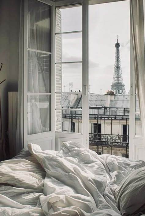 Paris Living Aesthetic, Paris Window Aesthetic, Apartment In Paris Aesthetic, Hotel Aesthetic Bedroom, Paris Room Aesthetic, Paris Home Aesthetic, Paris Houses Interior, Paris Aesthetic Apartment, Paris Aesthetic Room