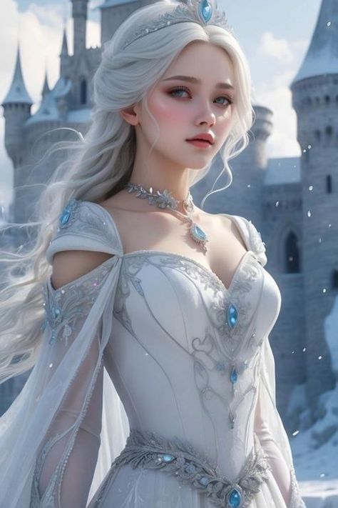 #wallpaper Royal Gowns, Mystical Creature, Gown Drawing, Ice Girls, Queen Anime, Ice Dresses, Snow Princess, Fantasy Princess, Dragon Girl