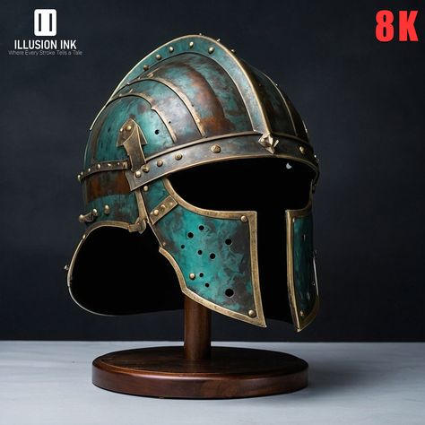 330 Medieval Helmet Reference Photos | 8K,  on ArtStation at https://www.artstation.com/artwork/obablz Medieval Helmets Design, Helmet Photography, How To Play Dnd, Helmet Reference, Fantasy Helmet, Steampunk Helmet, Helmet Medieval, Helmets Design, Larp Ideas