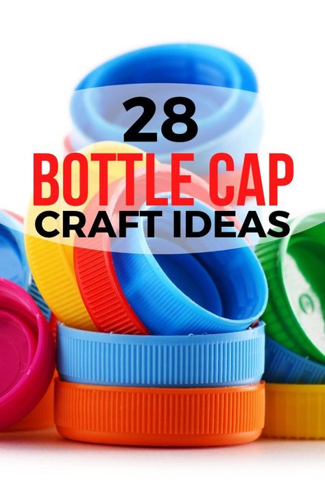 Do you have a million bottle caps lying around waiting to be used? Check out these 28 art and crafts projects. Learn how to make wall art and other creative home decor ideas made with plastic and metal caps. #diy #caps #crafts Melted Bottle Cap Crafts, Soda Bottle Cap Crafts, Plastic Bottle Caps Crafts, Water Bottle Caps Ideas, Plastic Bottle Top Crafts, Plastic Cap Crafts, Plastic Bottle Cap Crafts Diy Ideas, Plastic Bottle Caps Ideas, Crafts With Bottle Caps