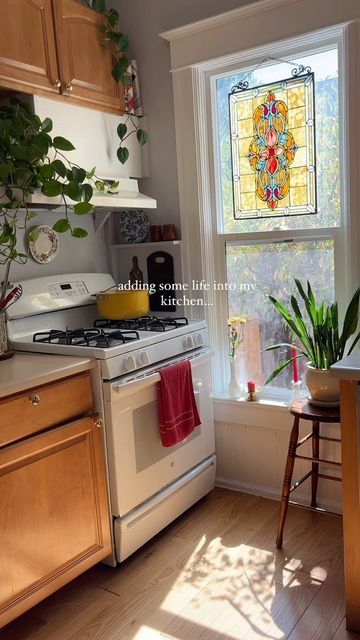 Rented Kitchen Ideas, Small Kitchen Inspo Apartment, Kitchen Hallway Ideas, Cozy Eclectic Home Kitchen, Vintage Apartment Aesthetic Kitchen, Older Kitchen Decorating Ideas, Nostalgic Home Decor, Vintage Kitchen Inspiration, Our House Is A Very Very Very Fine House