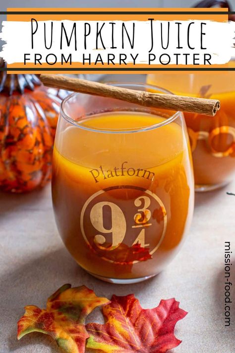 Universal Studios Pumpkin Juice Recipe, Harry Potter Halloween Recipes, Pumpkin Fizz Harry Potter, Pumpkin Juice Harry Potter Recipes, Pumpkin Juice Recipe Harry Potter, Harry Potter World Food, Harry Potter Punch Recipes, Pumpkin Apple Recipes, Harry Potter Themed Thanksgiving