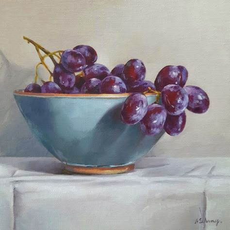 Grape Bowl, Grape Painting, Contemporary Realism, Scale Art, Painting Fine Art, Wall Art Contemporary, Still Life Oil Painting, Fruit Painting, Art Folder