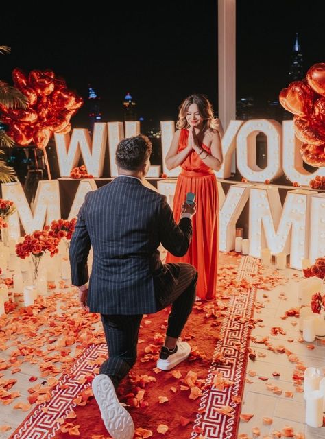 8 Creative Proposal Ideas, As Seen on Newly-Engaged Couples Wedding Proposal Decoration Ideas, Rooftop Proposal Ideas, Dubai Proposal, Proposing To Girlfriend, Marry Me Letters, Creative Proposal Ideas, Question Photo, Valentine Day Aesthetic, Wedding Proposal Ideas Engagement