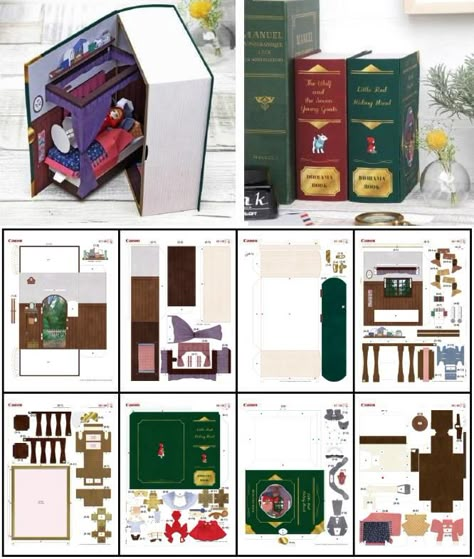 Book Box Diy, Papercraft House, Papercraft Templates Printables, Printable Paper Toys Templates, 3d Paper Houses, Paper Crafts Printable, Paper Diorama, Template Craft, Papercraft Printable