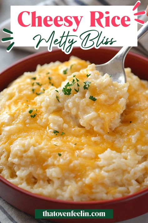 Cheesy Rice Easy Cheesy Rice Recipes, Saucy Rice Dishes, Cheddar Rice Recipe, Healthy Cheesy Rice, Cheesy Basmati Rice, Rice With Cheese Recipes, Cheesy Brown Rice Recipes, Easy Cheesy Rice Side Dishes, Easy Recipes With White Rice