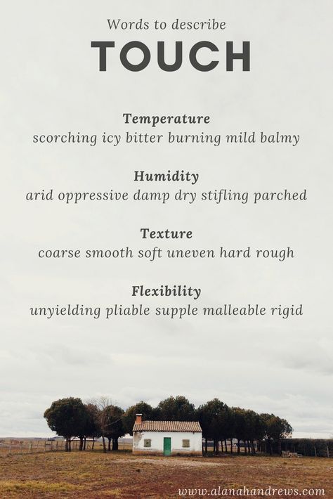 Writing Tips: How to Describe Setting using Touch – The Writing Cooperative Describing Settings Writing, Writing Setting Tips, Setting Writing Prompts, Describe Laughter Writing, How To Describe A Setting, Describing Setting In A Story, How To Describe Setting In Writing, Story Setting Inspiration, Setting Description Writing