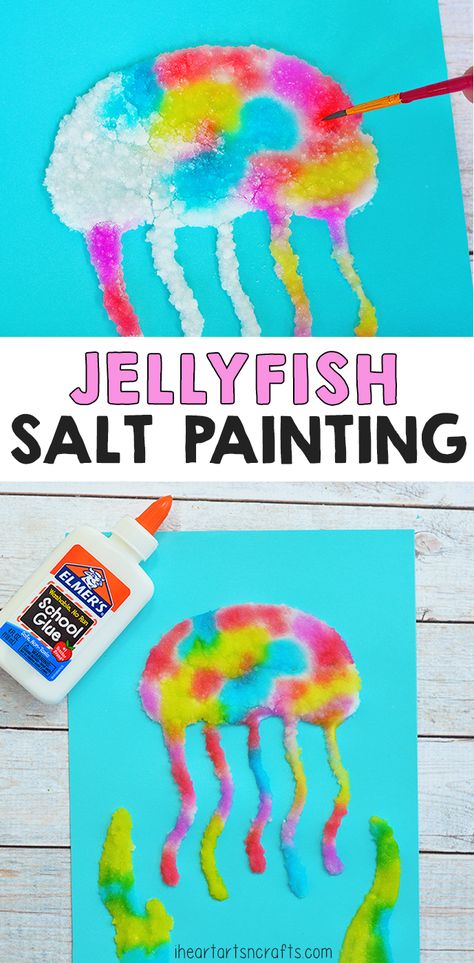 Painting Activity For Kids, Salt Painting, Painting Activities, Preschool Art Activities, Ocean Crafts, Art Activity, Daycare Crafts, Easy Art, Activity For Kids