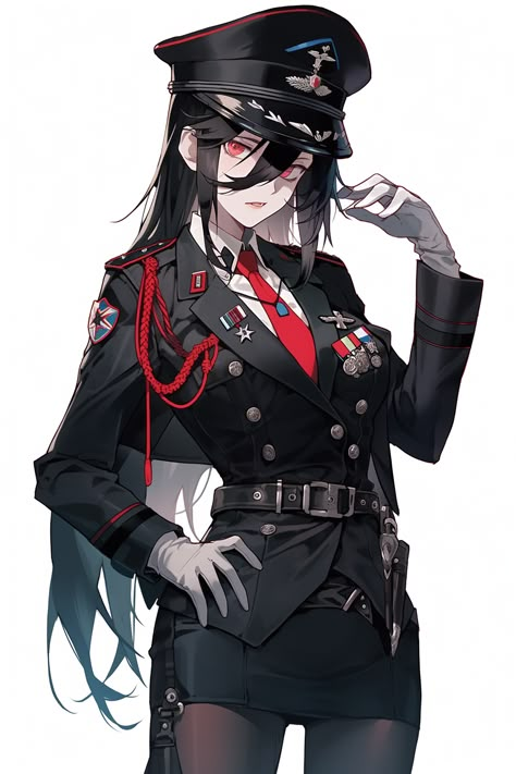 Anime Navy Officer, Pilot Aesthetic Outfit, Police Women Anime, Battle Outfits Women Anime, Military Anime Woman, Cyberpunk Uniform, Anime Military Female, Female Pilot Uniform, Military Character Design