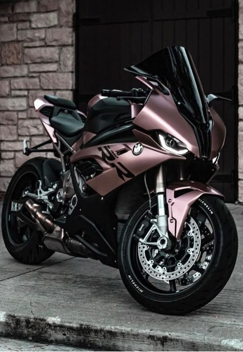 Luxury Motorcycles Bikes, Black And Silver Motorcycle, Cool Moter Cycles, Black And Rose Gold Motorcycle, Sport Bikes Aesthetic, Pink And White Motorcycle, Motorcycle Sport Bikes, Cool Motorbikes, Bmw Bikes Motorcycles