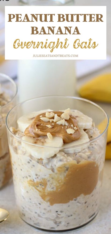 Overnight Oats Healthy Clean Eating, Peanut Butter Banana Overnight Oats, Oats With Yogurt, Creamy Oats, Overnight Oats In A Jar, Overnight Oats With Yogurt, Peanut Butter Overnight Oats, Skip Breakfast, Overnight Oatmeal Recipes