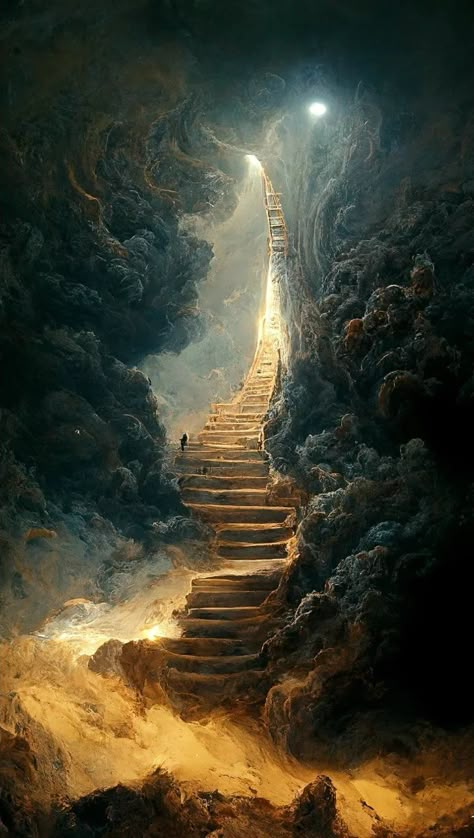 Fantasy Stairway, Fantasy Stairs, Staircase To Heaven, Sky Vibes, Heaven Painting, Stairs To Heaven, Biblical Artwork, Background Sky, Heaven Art