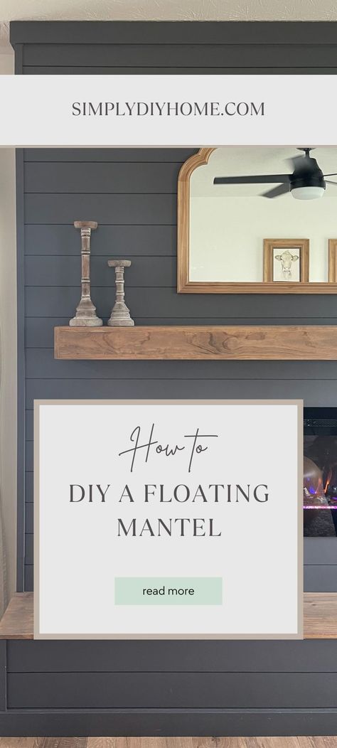 diy fireplace mantel Mantel Shelf Diy, Diy Wood Mantle Shelf, How To Make A Fake Mantle, Diy Fireplace Shelf, Diy Mantles Fireplace, How To Build A Fake Fireplace Mantel, How To Build A Floating Mantle, Standard Mantle Height, Mantle On Wall No Fireplace