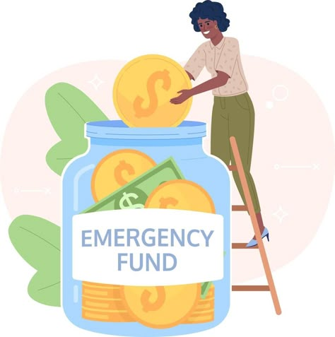 Saving money for emergency fund flat concept vector spot illustration. Editable 2D cartoon character on white for web design. Financial security creative idea for website, mobile Emergency Fund Vision Board, Finance Design Graphics, Financial Security Vision Board, Save Money Illustration, Vision Board Savings, Saving Money Pictures, Finance Poster Design, Saving Money Illustration, Mommy Vision Board