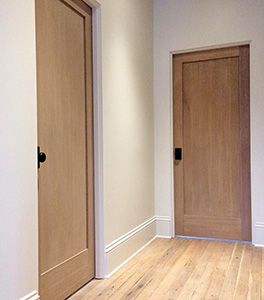 Oak Door With White Trim, Interior Doors With No Trim, Birch Doors Interior, Interior Doors Without Trim, Amber Interiors Doors, Light Wooden Doors Interior, White Oak Bedroom Doors, White Oak Interior Doors Natural Wood, White Oak Windows