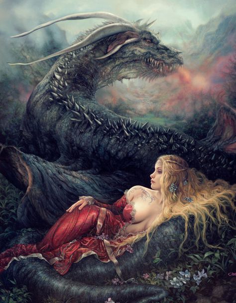 Dragon Dreaming, Luis Royo, Fantasy Images, Fantasy Setting, A Dragon, Fantastic Art, Magical Creatures, Beautiful Fantasy Art, Dragon Art