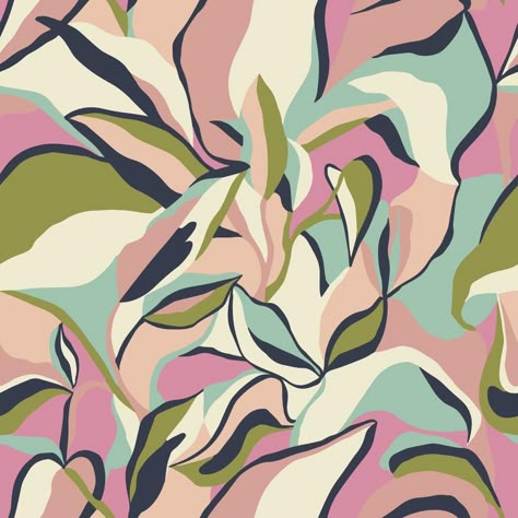 Vector abstract leaf and modern shapes drawing illustration seamless repeat pattern fashion and home decor print fabric digital artwork Shapes Drawing, Abstract Print Pattern, Abstract Flowers Print, Flower Print Pattern, Abstract Wall Painting, Fabric Print Design, Abstract Leaf, Folk Art Flowers, Repeat Prints