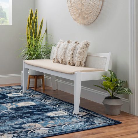 Joss & Main Donner Levan Rattan Cane Entryway Bench & Reviews | Wayfair Cane Bench, Dining Bench Seat, Stairway Decorating, Rattan Cane, Entryway Bathroom, Bed Bench, Woven Rattan, Upholstered Bench, Entryway Furniture