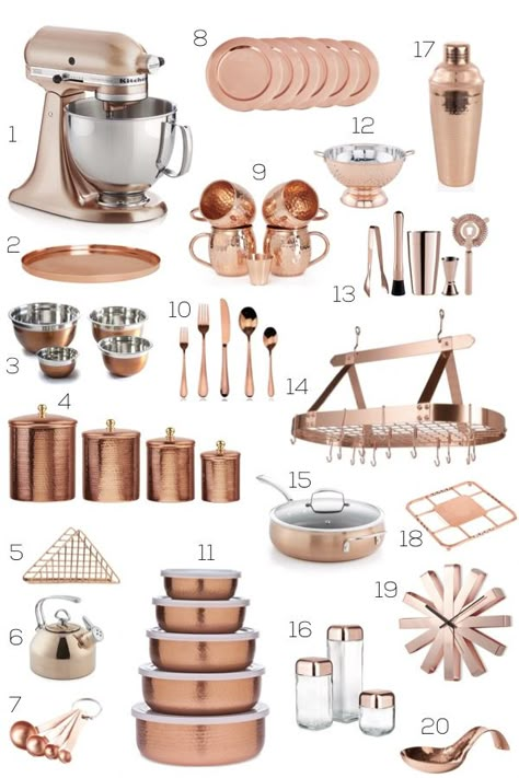 Diy Rustic Kitchen, Dapur Rustic, Copper Kitchen Accessories, Rose Gold Kitchen, Desain Pantry, Brown Kitchen, Dekor Diy, Kitchen Accessories Decor, Gold Kitchen