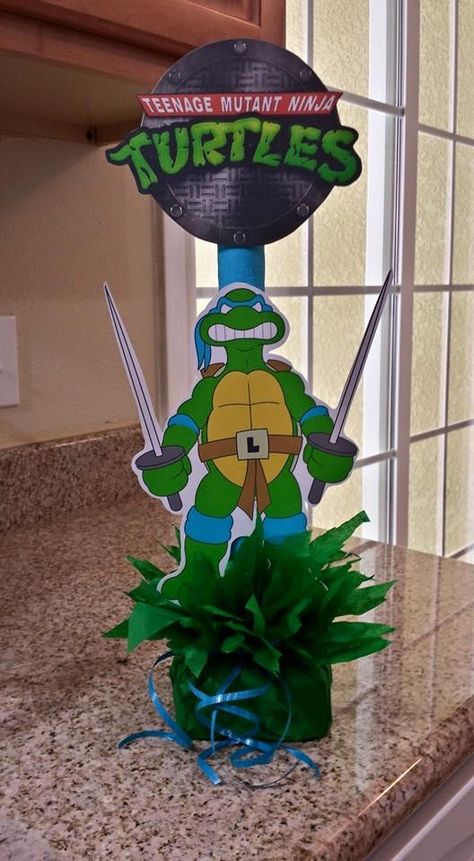 Ninja Turtle Centerpieces Diy, Ninja Turtles Centerpieces, Ninja Turtle Centerpieces Ideas, Turtle Centerpieces, Ninja Turtle Centerpieces, Tmnt Bedroom, Ninja Turtle Decorations, Budget Centerpieces, Teenage Mutant Ninja Turtle Party