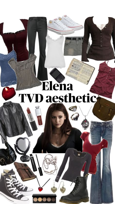 Elena Gilbert aesthetic #vampirediaries #tvdaesthetic #tvd Elena Gilbert Aesthetic, Elena Gilbert Style, Gilbert Aesthetic, Twilight Outfits, Vampire Diaries Outfits, Downtown Outfits, Tv Show Outfits, 2000s Fashion Outfits, Elena Gilbert